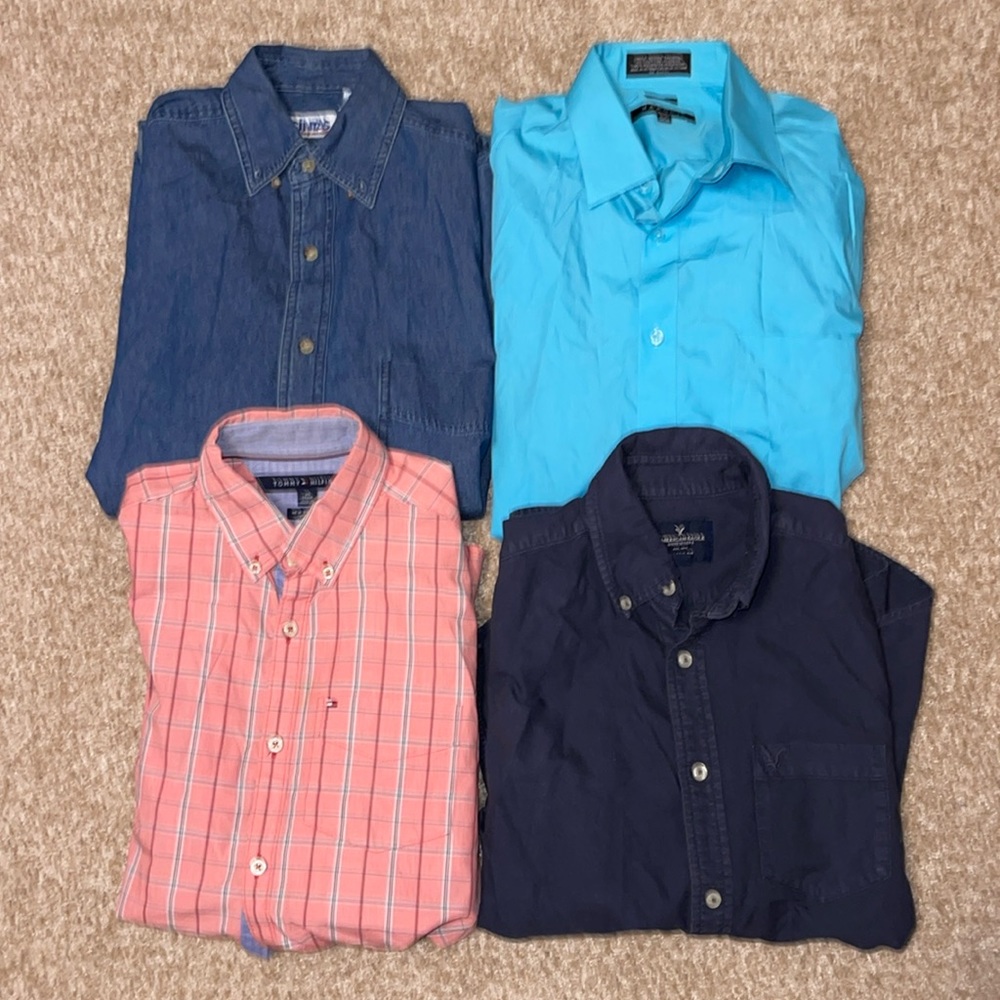 x1 Tommy Hilfiger x1 American Eagle x1 cintas x1 marquis dress shirts(USED)